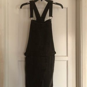 Topshop black denim overalls